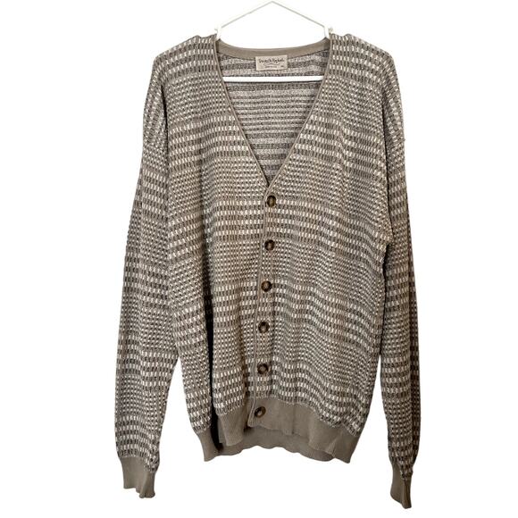 VTG Tricots St. Raphael Cardigan Sweater Made In USA Cosby Biggie Stripe Mens XL - Picture 1 of 6